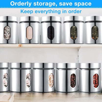 6 Pack Kitchen Canisters Set Airtight Stainless Steel