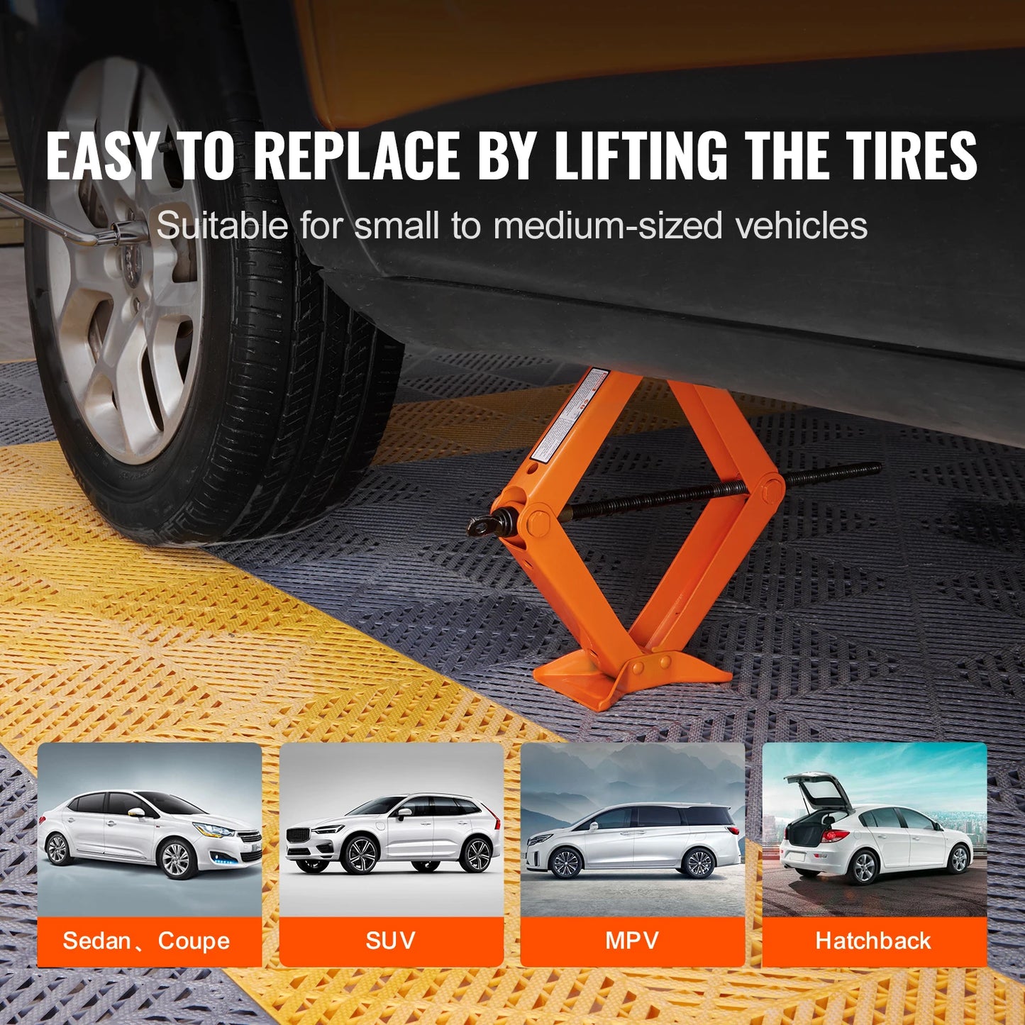 2.5 Ton/5512 lbs Scissor Jack 3.7"-17.1" Lift