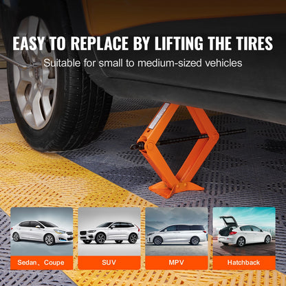 2.5 Ton/5512 lbs Scissor Jack 3.7"-17.1" Lift