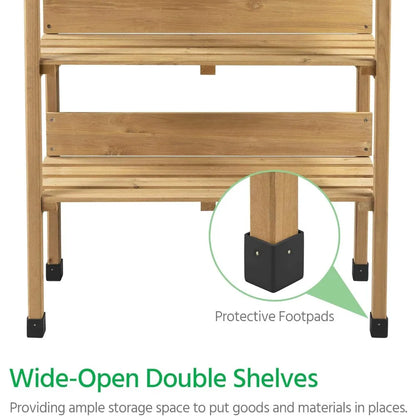 Potting Table w/Metal Tabletop for Gardening