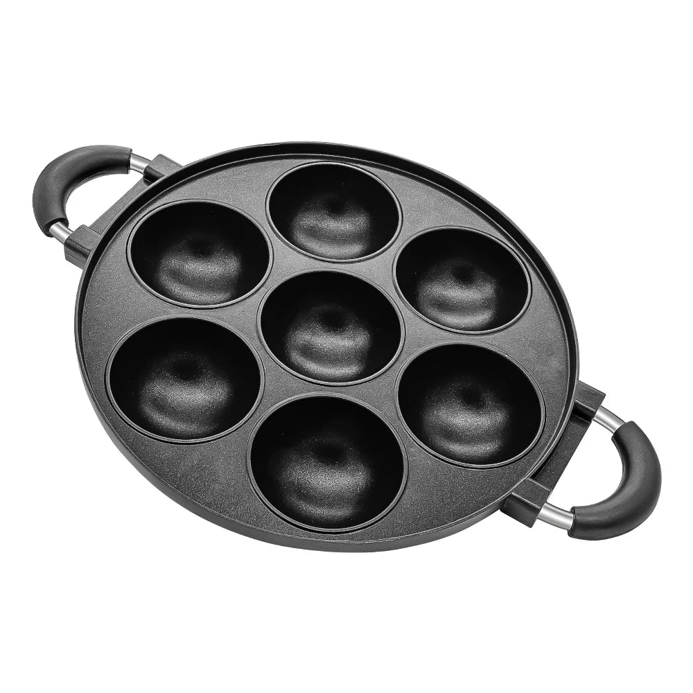 7 Hole Stove Top Cast Iron Cooking Pan