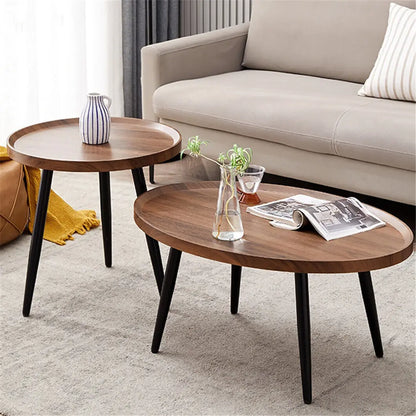 Round Coffee End Table Set Modern Nesting Style