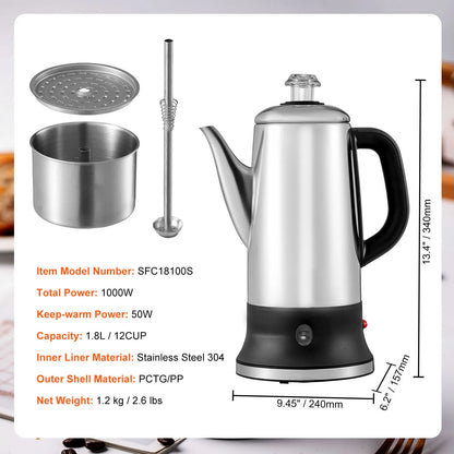 12-Cup Stainless Steel Coffee Perculator