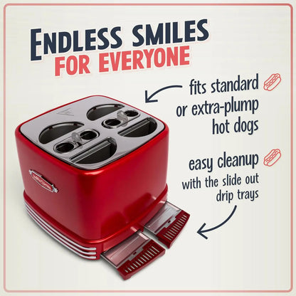 4 Slot Hot Dog and Bun Toaster with Mini Tongs