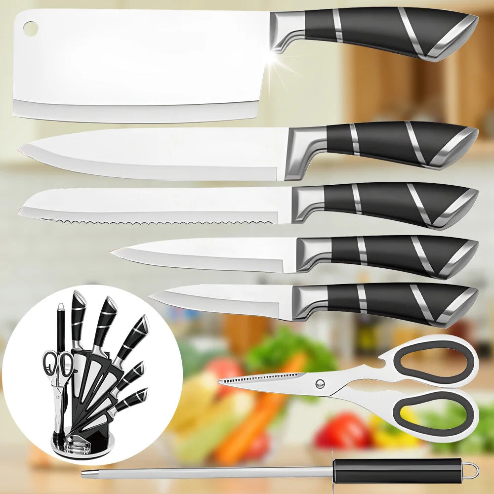 ZENG Stainless Steel Kitchen Knifes With Sharpener