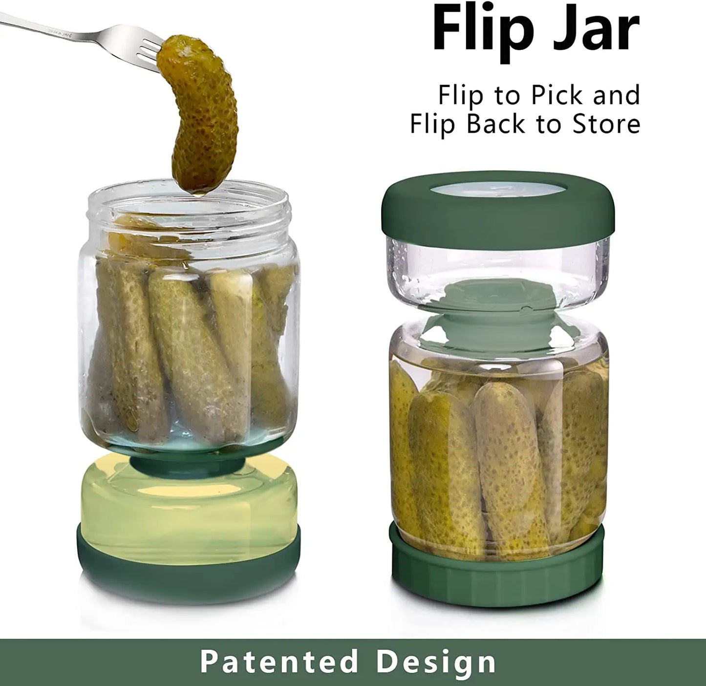 Glass Pickles Jar With Lids & Strainer