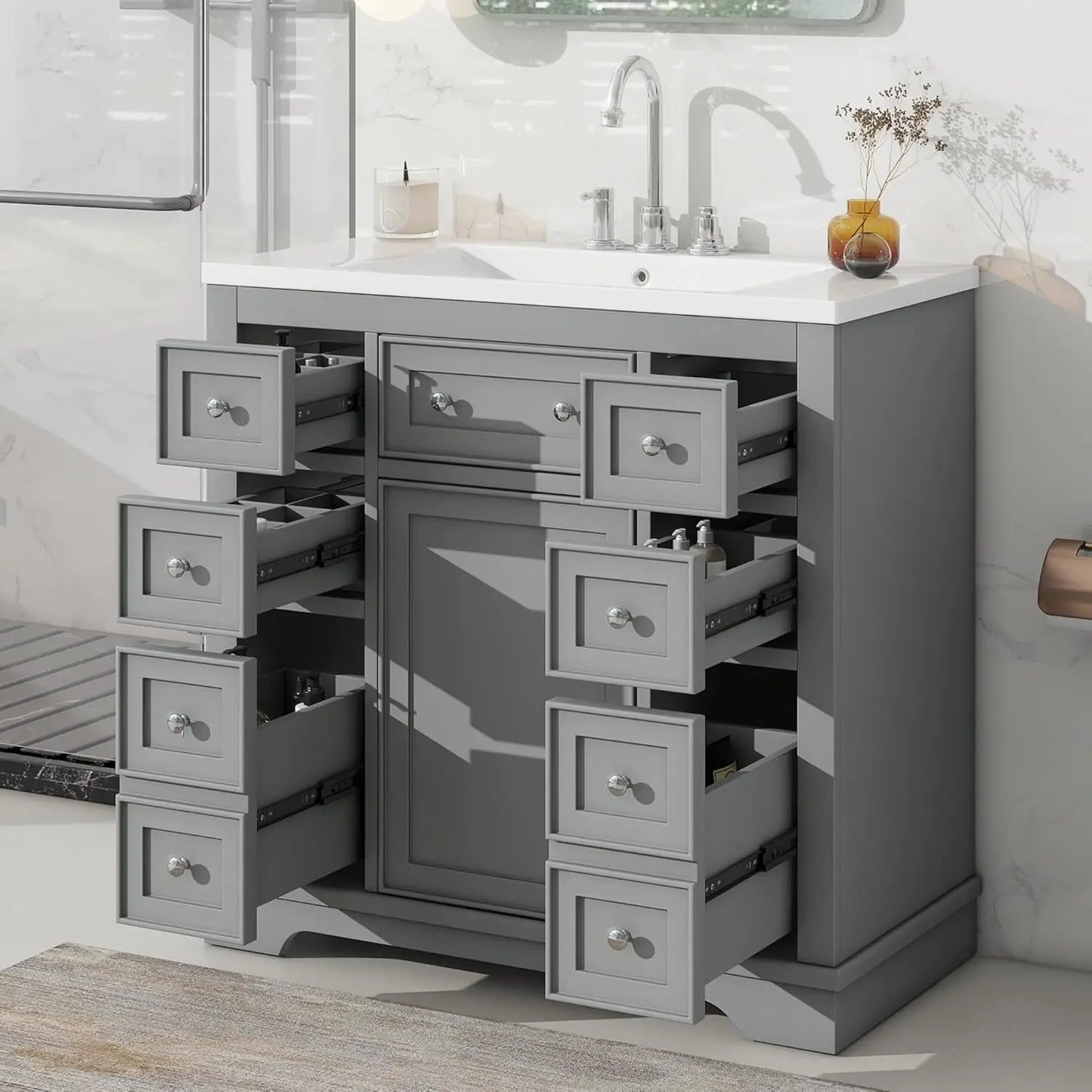 36" Bathroom Vanity Cabinet Sink Top Combo