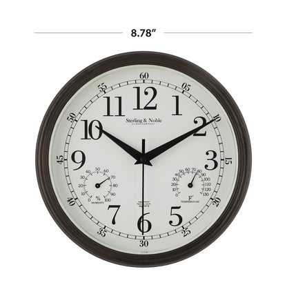 8.75 Inch Antique Bronze Indoor Outdoor Wall Clock