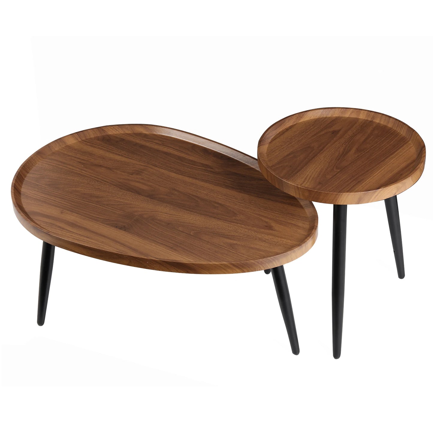 Round Coffee End Table Set Modern Nesting Style