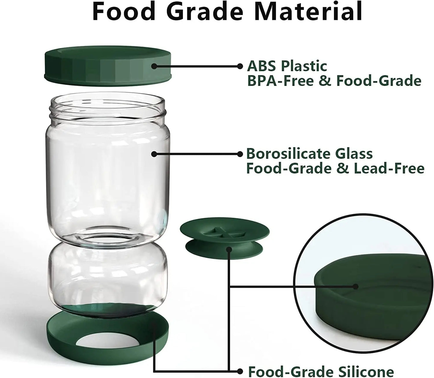 Glass Pickles Jar With Lids & Strainer