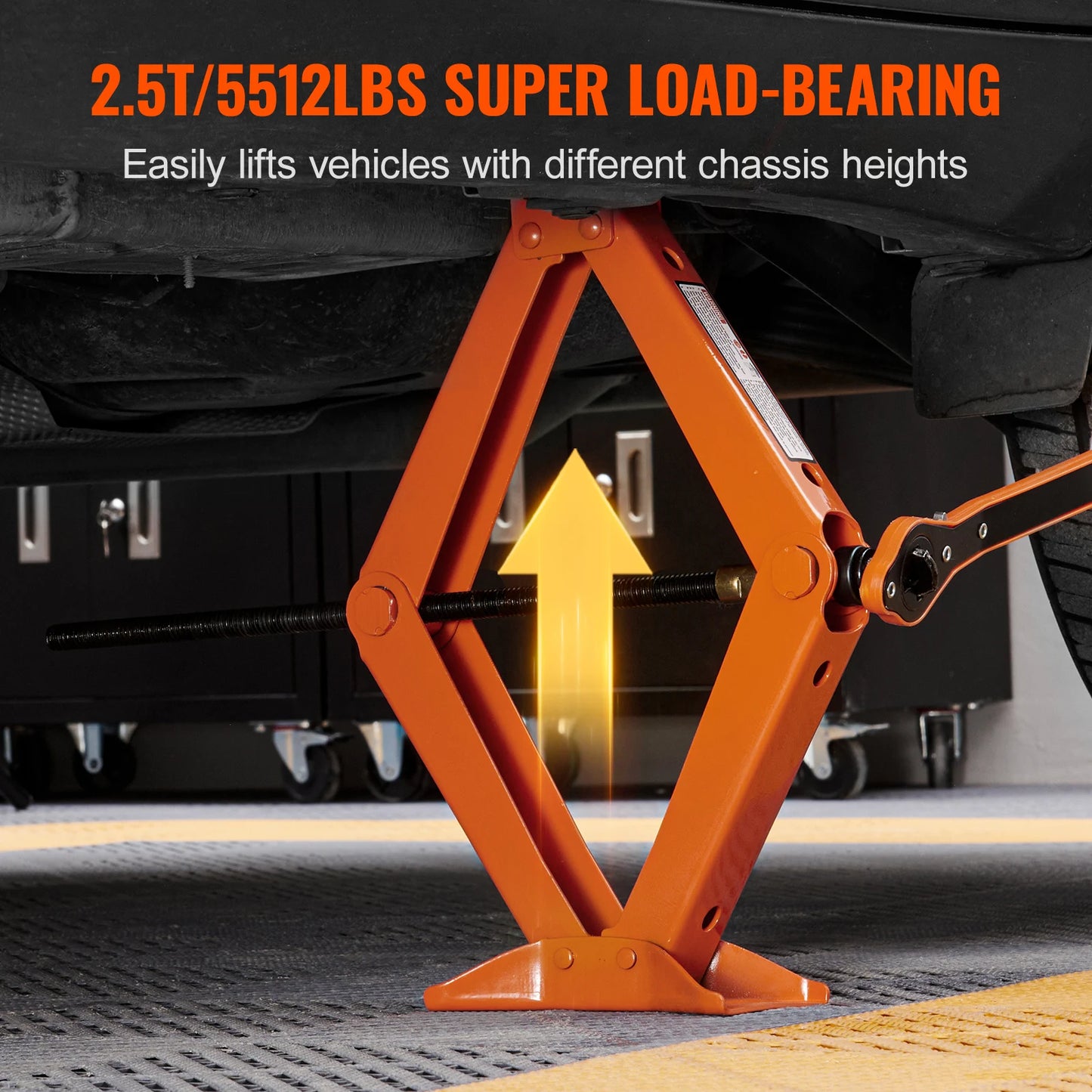 2.5 Ton/5512 lbs Scissor Jack 3.7"-17.1" Lift