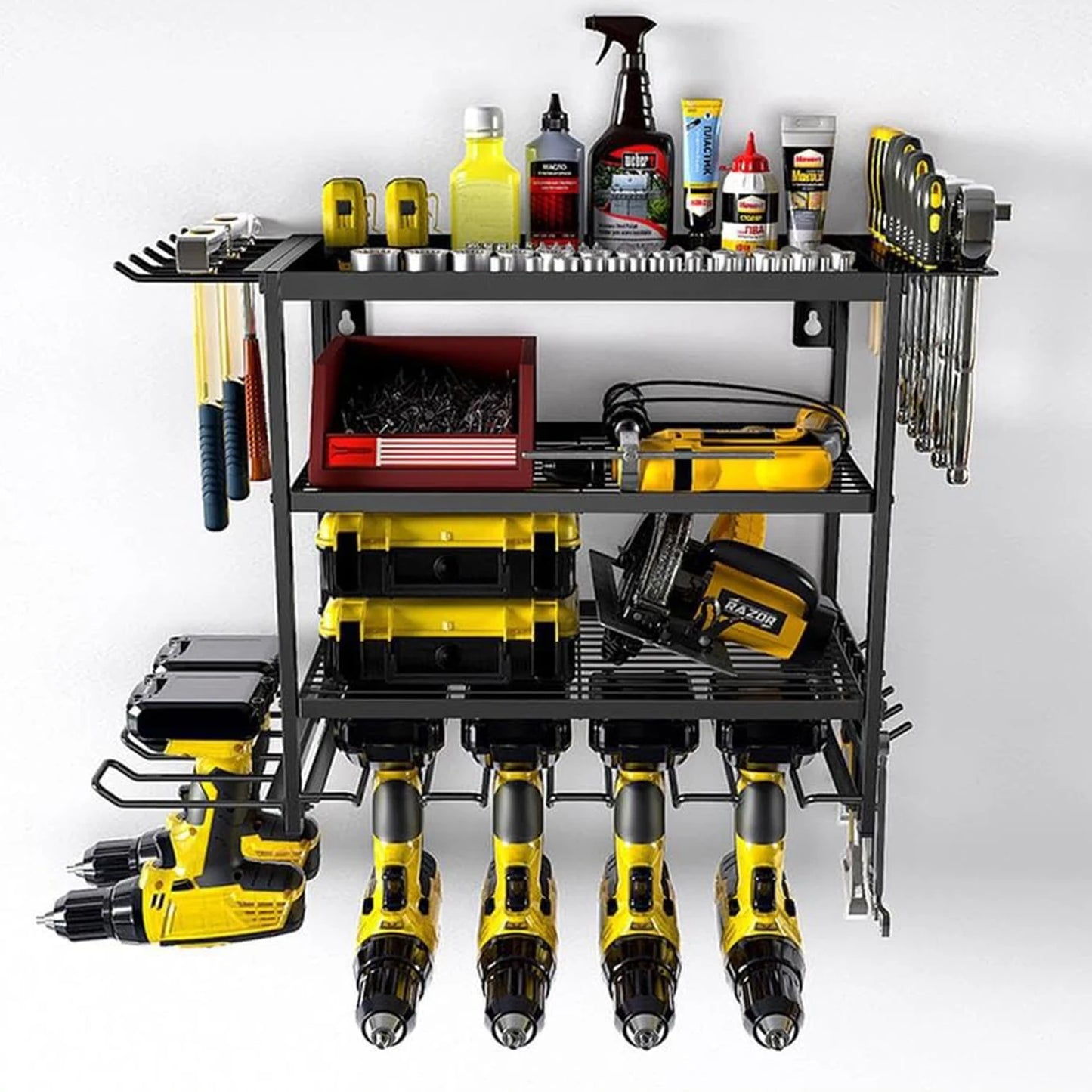 Power Tool Storage 4 Layer Wall Mounted Rack