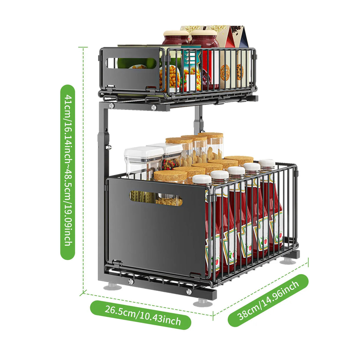 2-Tier Height Adjustable Under Basin Organizer