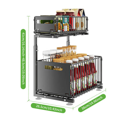 2-Tier Height Adjustable Under Basin Organizer