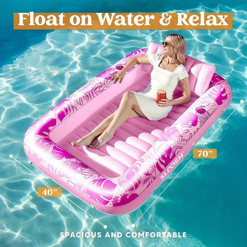 JOYFY Inflatable Tanning Pool Lounger Float 70" x 46"