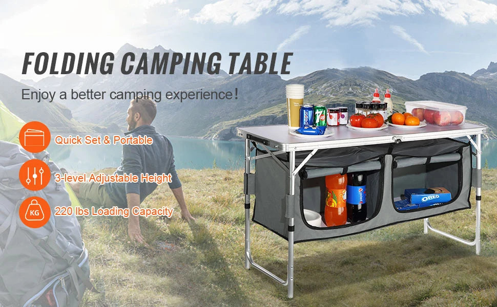 Camping Kitchen Table Quick Set-up