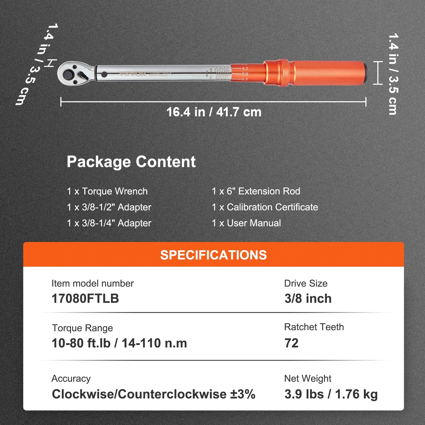1/2" 1/4" 3/8" Mechanical Torque Wrench Set