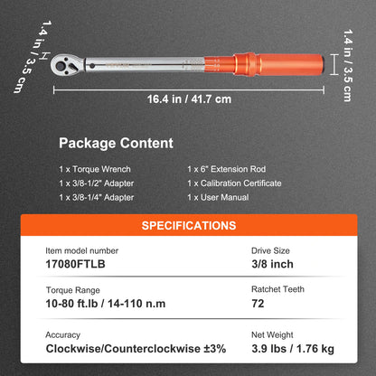 1/2" 1/4" 3/8" Mechanical Torque Wrench Set