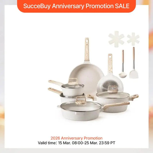 17=Piece Pots and Pans Set Nonstick Granite