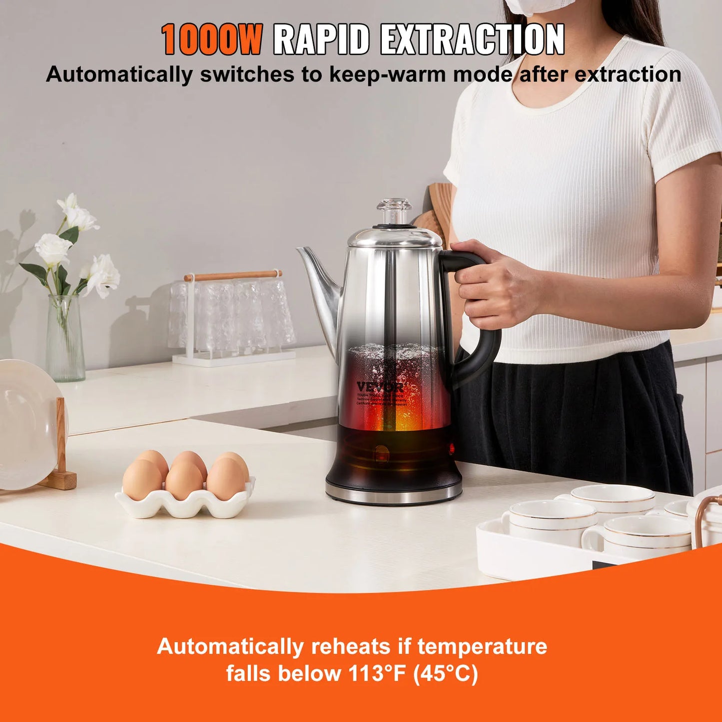 12-Cup Electric Coffee Pot Stainless Steel