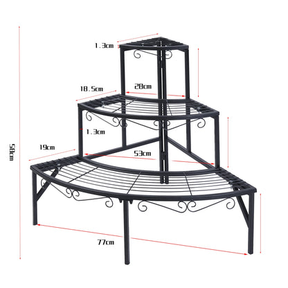 Indoor Outdoor Pot Plant Stand Garden Metal 3 Tier