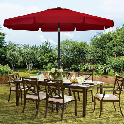 11ft Burgundy Patio Umbrella with Crank Tilt Design
