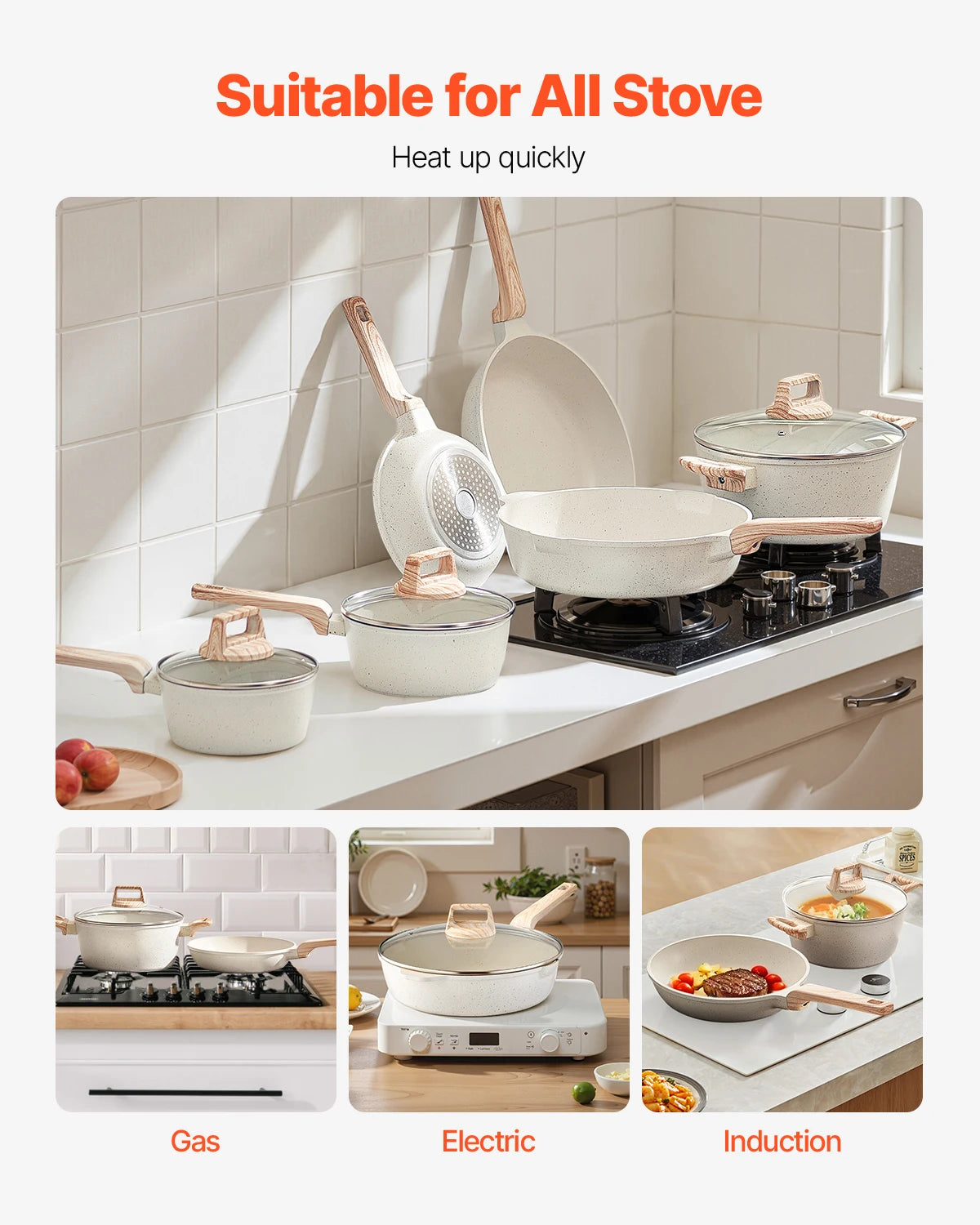 17=Piece Pots and Pans Set Nonstick Granite