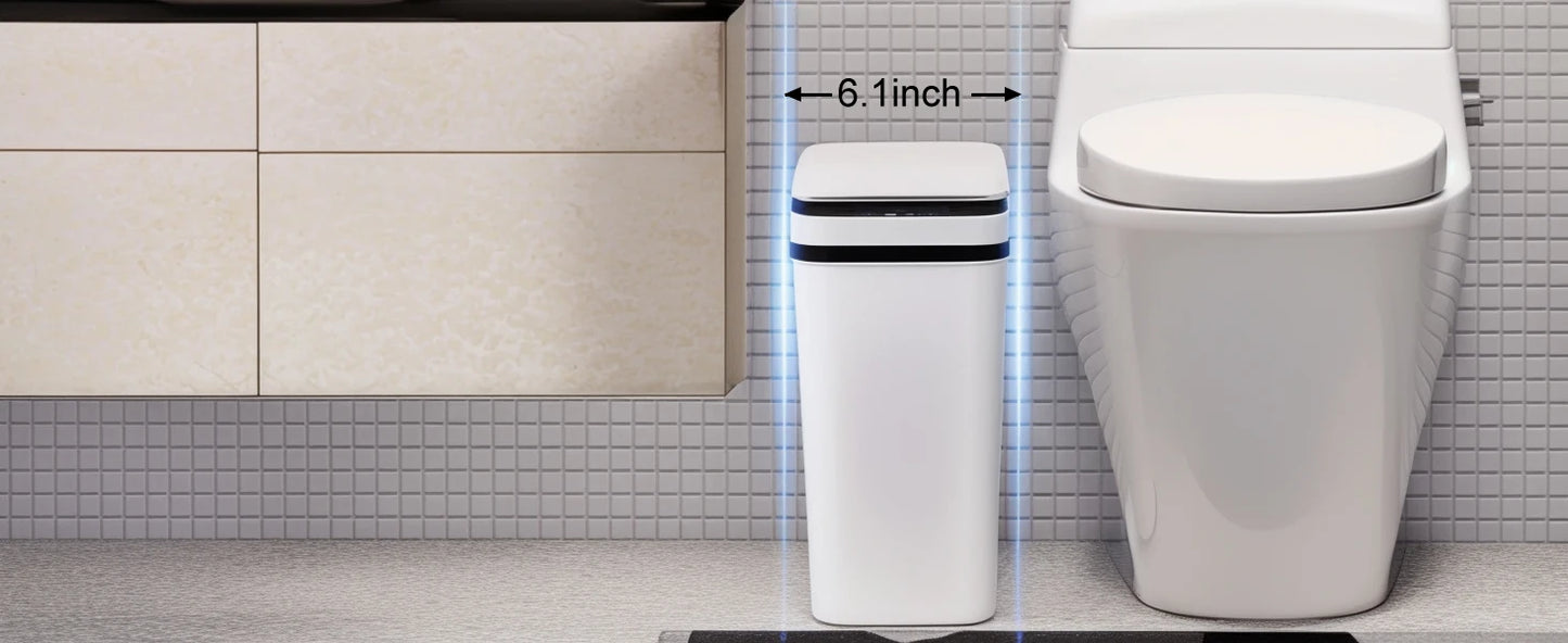 2 Pack 12L Bathroom Automatic Trash Cans White