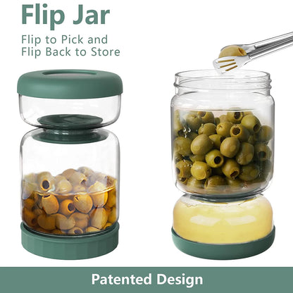 Glass Pickles Jar With Lids & Strainer