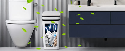 2 Pack 12L Bathroom Automatic Trash Cans White