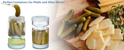 Glass Pickles Jar With Lids & Strainer