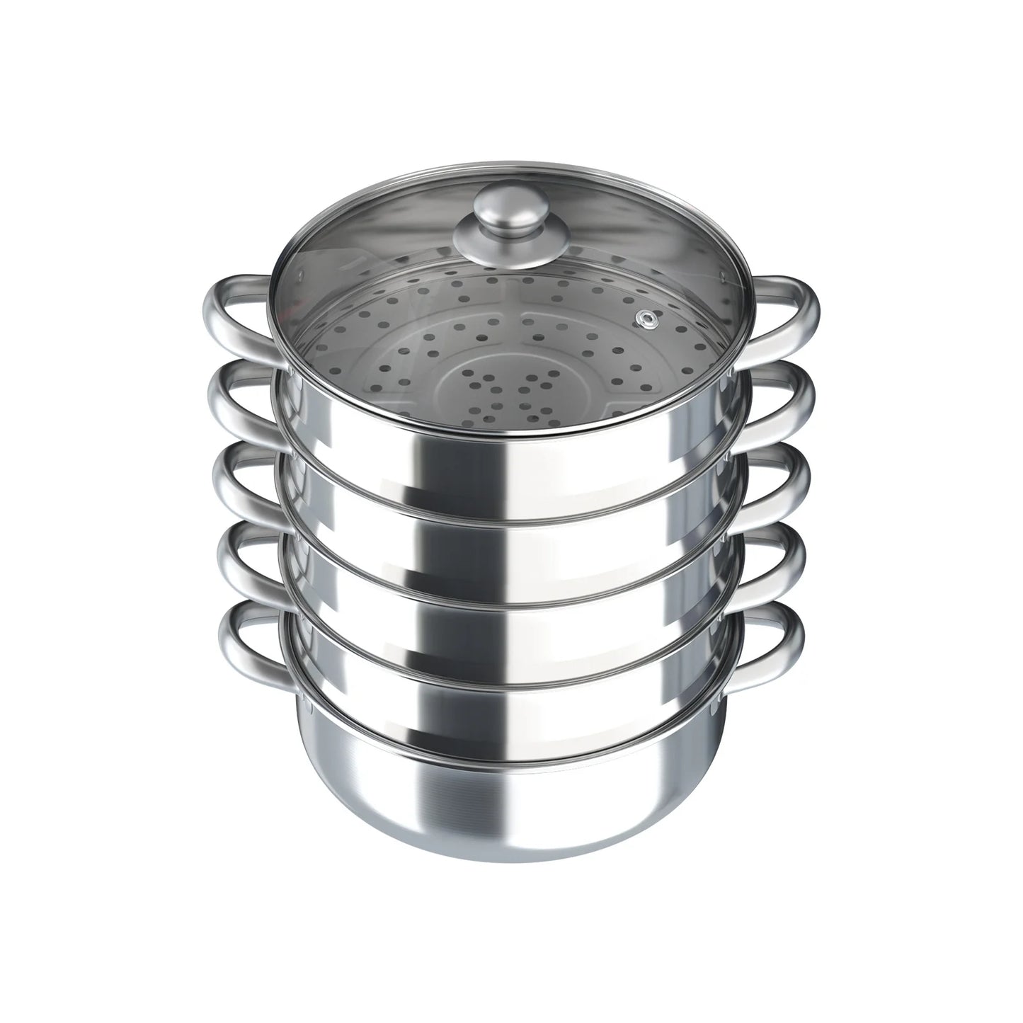 5 Tier  26/28/30/32cm Steamer With Glass Lid
