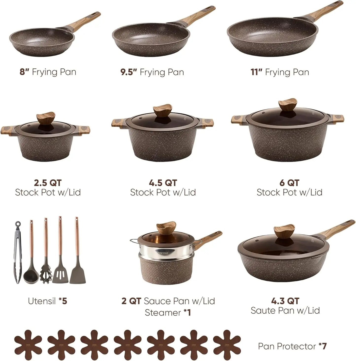 26PCS Non Stick Pots and Pans Cookware Set