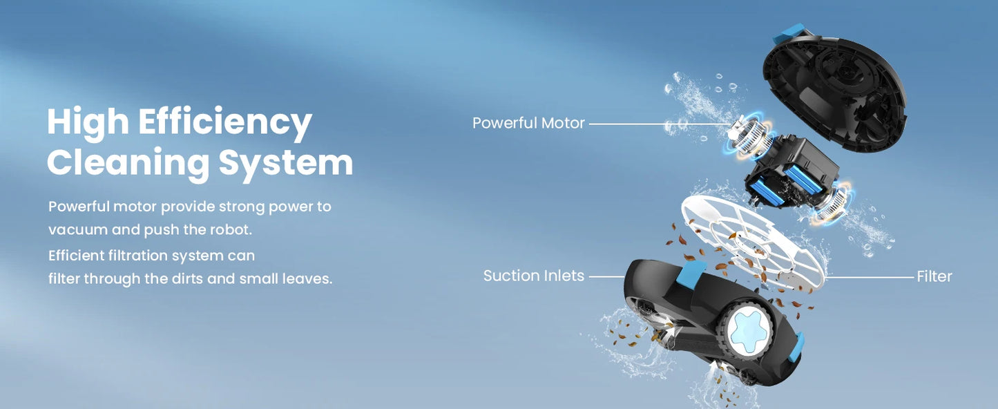 Cordless Robotic Pool Cleaner,90 Mins Runtime
