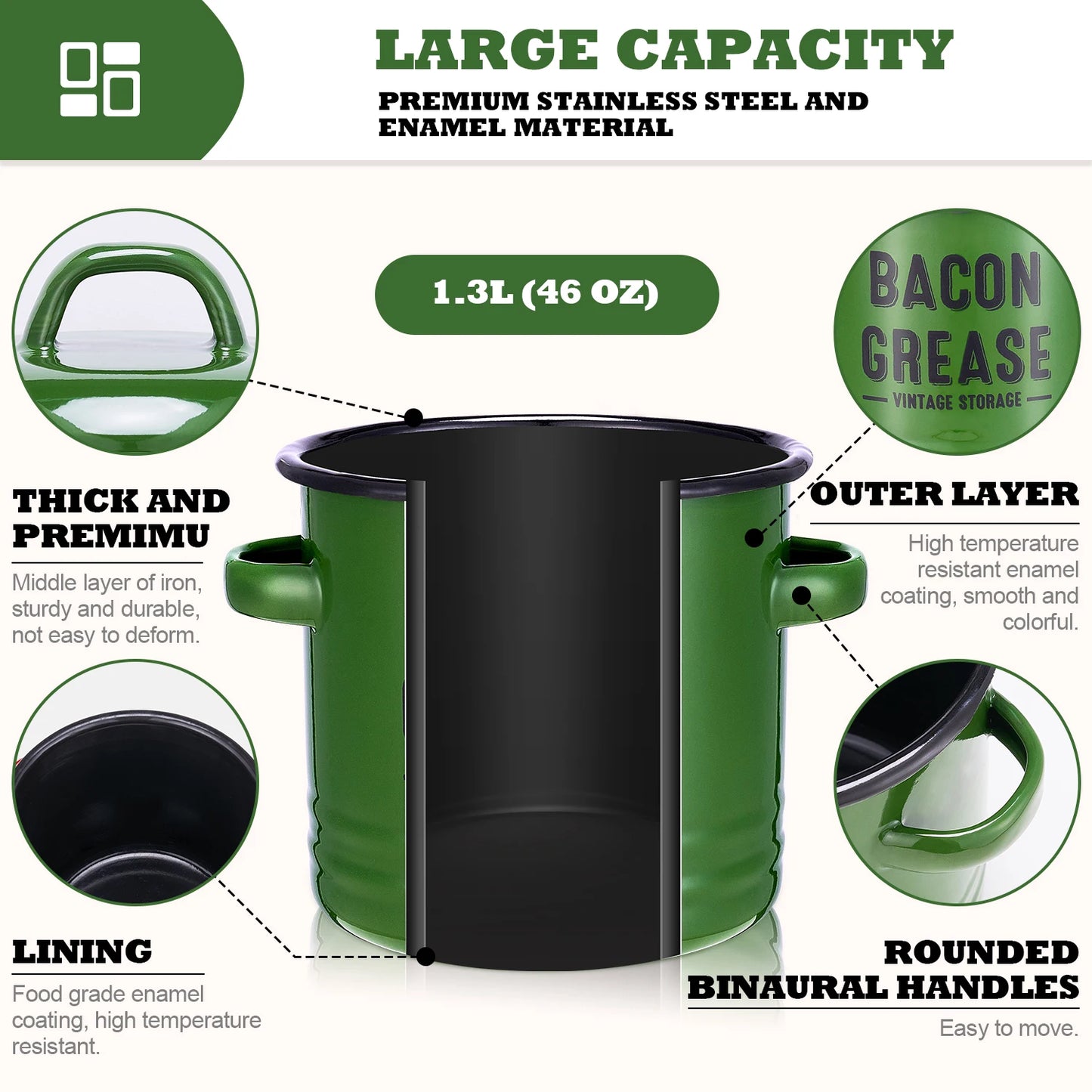 No Mess Bacon Grease Container with Strainer