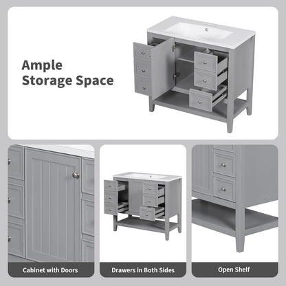 36" Bathroom Vanity Cabinet Sink Top Combo