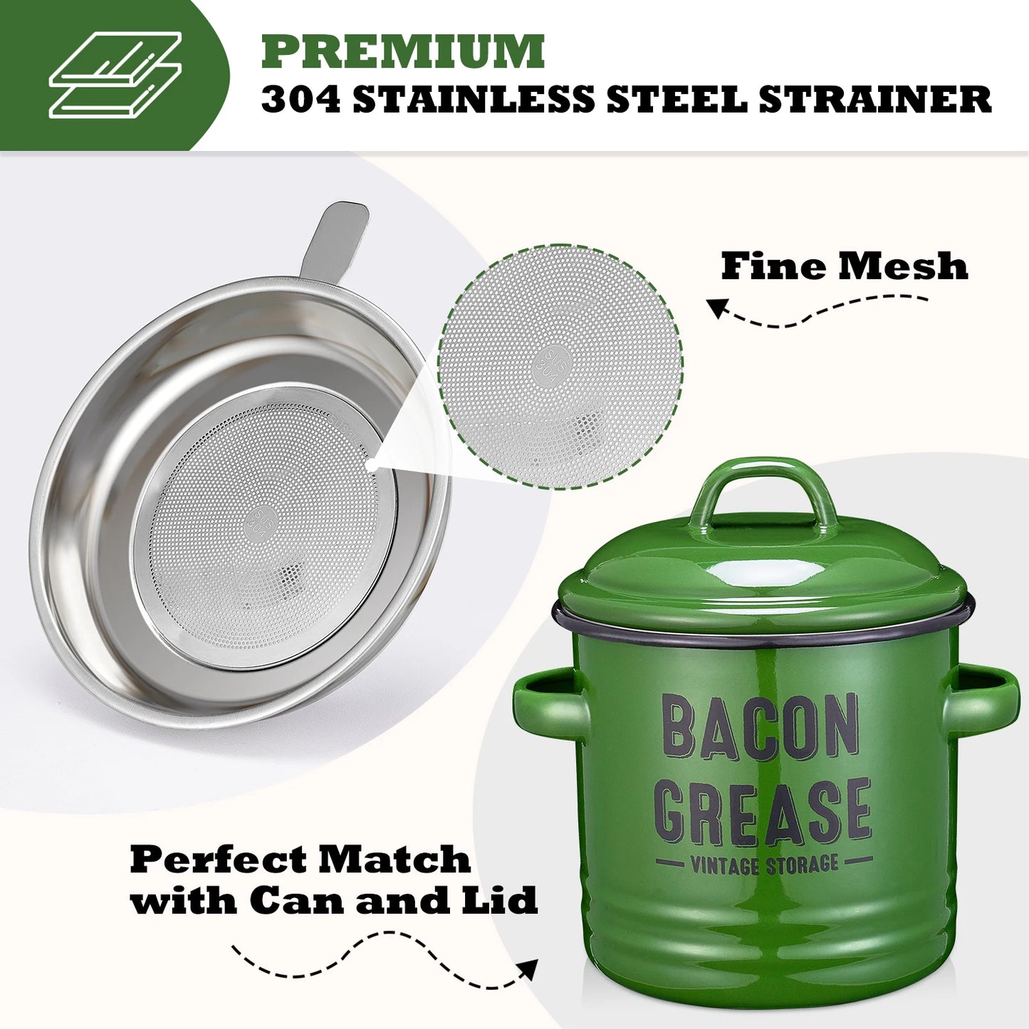 No Mess Bacon Grease Container with Strainer