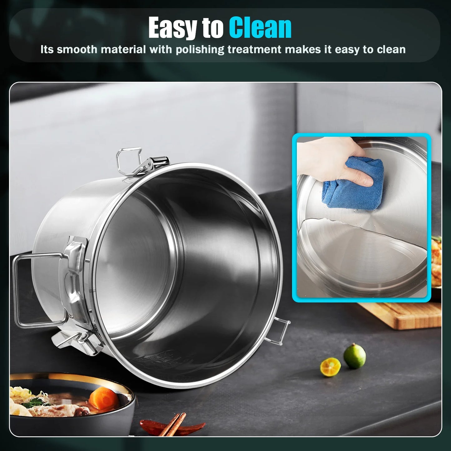 Bymaocar 12L 304 Stainless Steel Cereal Storage Container