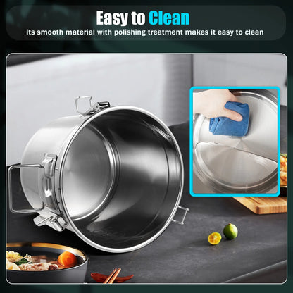 Bymaocar 12L 304 Stainless Steel Cereal Storage Container