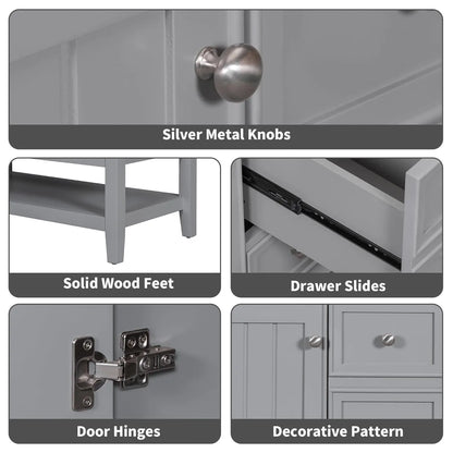 36" Bathroom Vanity Cabinet Sink Top Combo