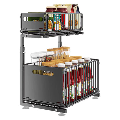 2-Tier Height Adjustable Under Basin Organizer