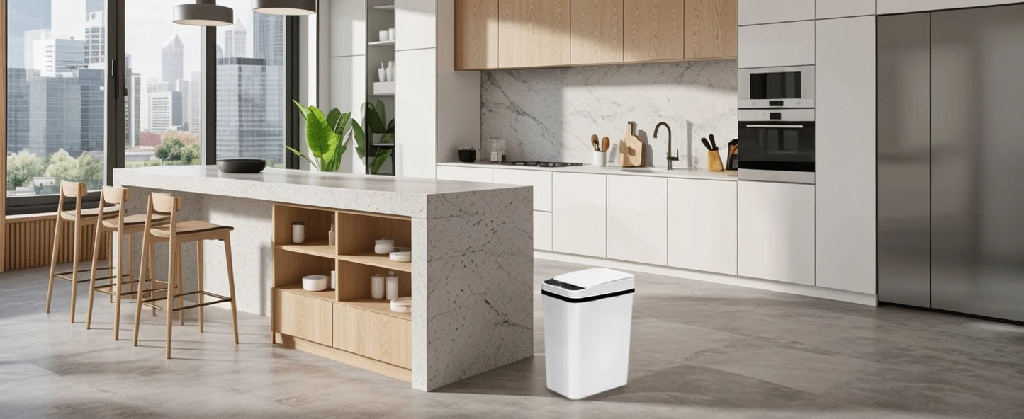 2 Pack 12L Bathroom Automatic Trash Cans White