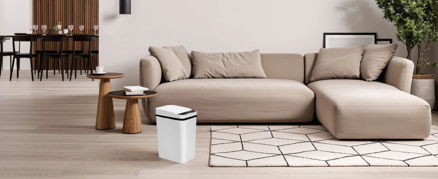 2 Pack 12L Bathroom Automatic Trash Cans White