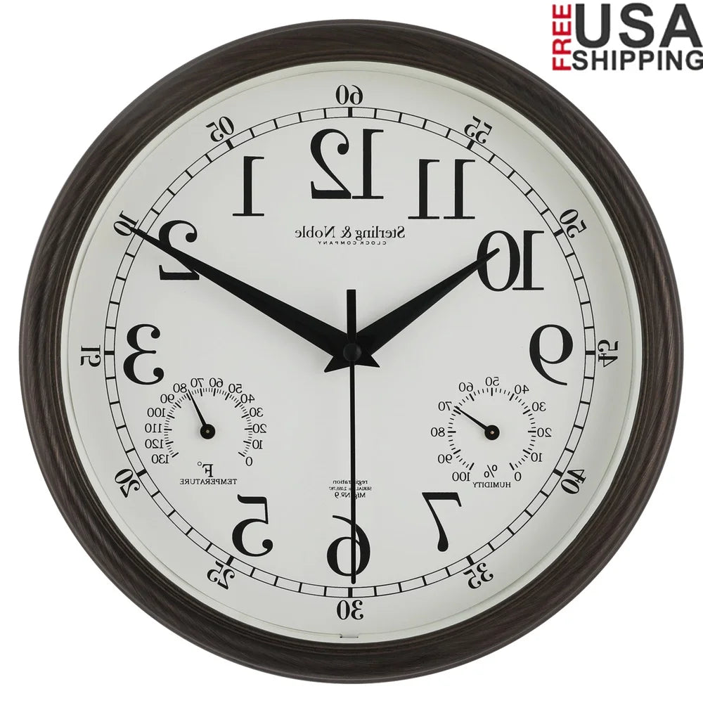 8.75 Inch Antique Bronze Indoor Outdoor Wall Clock