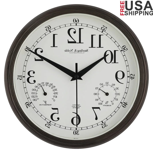 8.75 Inch Antique Bronze Indoor Outdoor Wall Clock