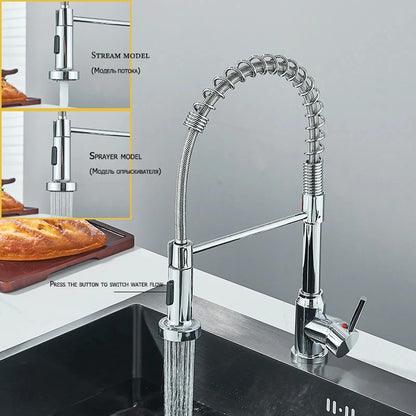 Spring Pull Down Kitchen Faucet Stream or Spray
