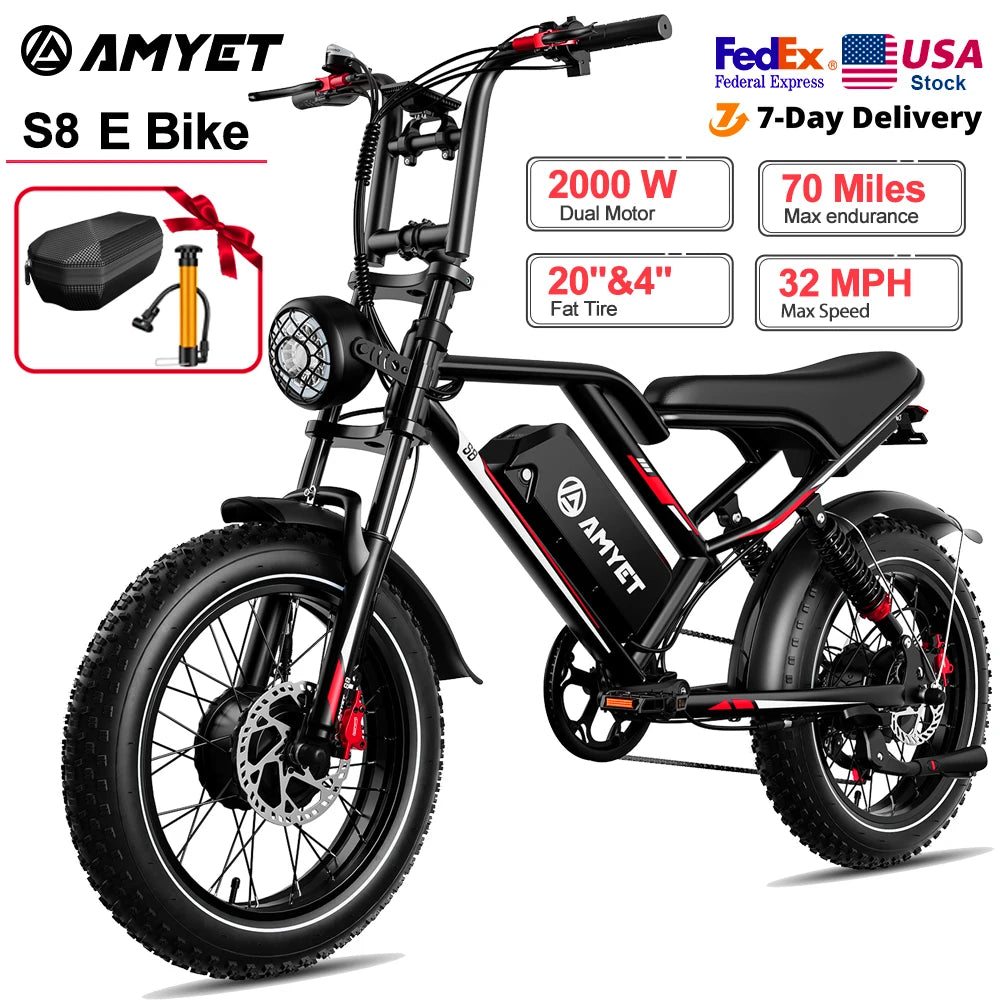 AMYET S8 Adults Electric Bike For Men 2000W