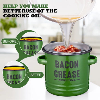No Mess Bacon Grease Container with Strainer