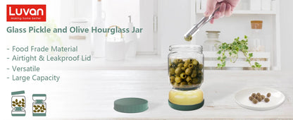 Glass Pickles Jar With Lids & Strainer