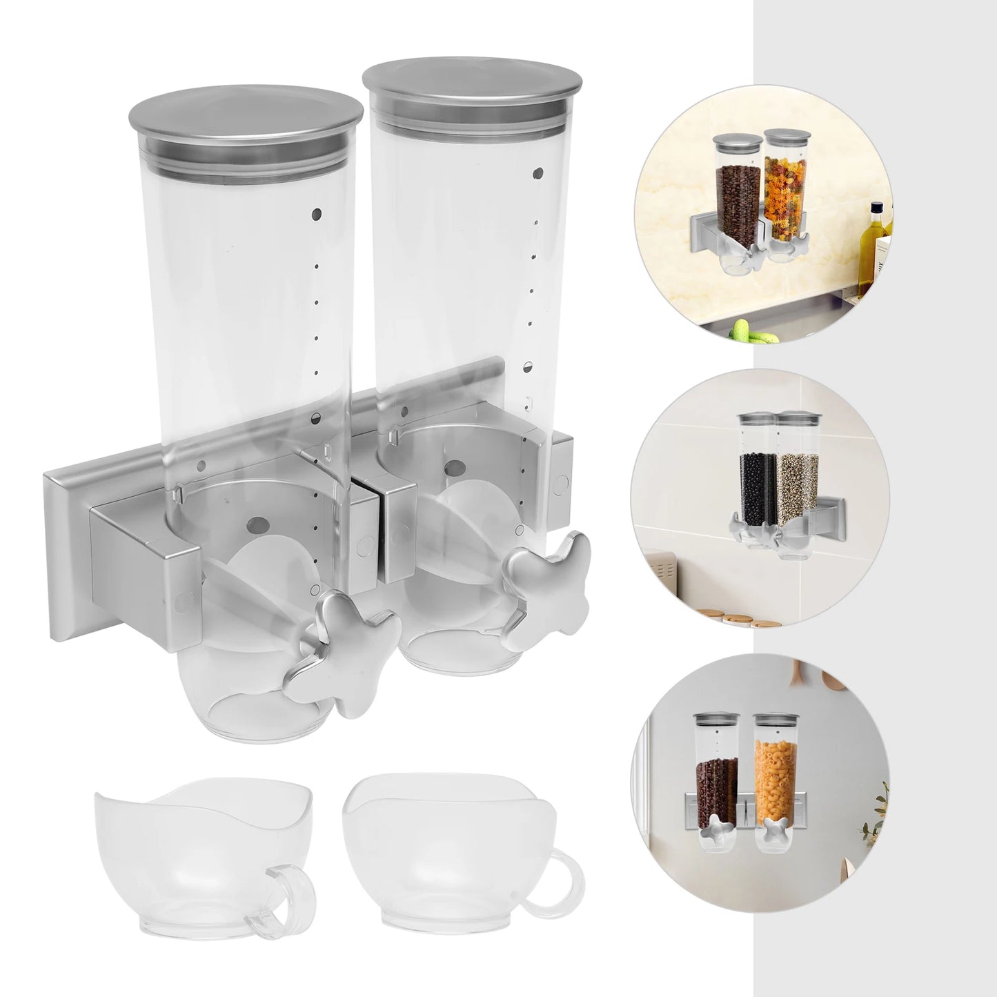 Wall Mount Dual-Bucket Food Storage Containers